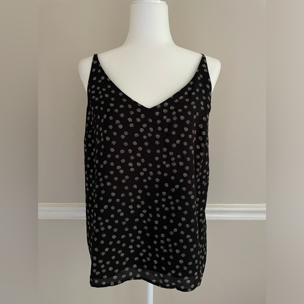 BANANA REPUBLIC Black Floral Tank Top Sleeveless Shirt Women's Size Medium